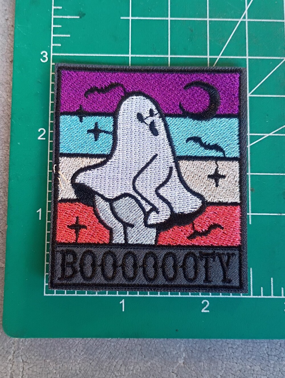 Spooky Booooooooty Colorful Square Iron On Patch